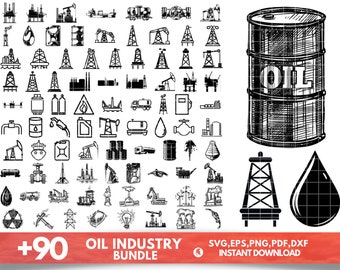 90 Oilfield SVG Bundle, Oil Derrick svg, Oilfield dxf, Oilfield png, Oilfield eps, Oilfield vector, Oilfield cut files, Oil pump svg