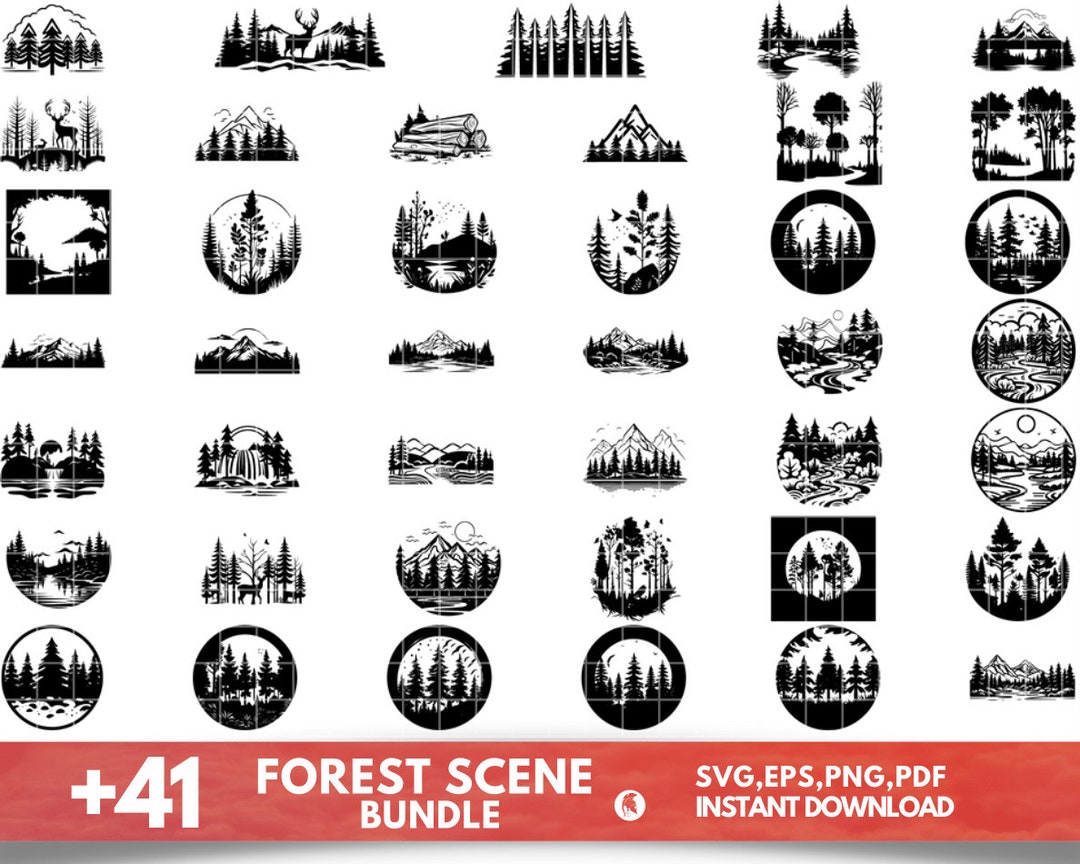 Forest Scene SVG Bundle, Forest Scene Dxf, Forest Scene Png, Forest ...
