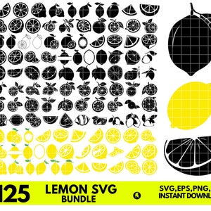 Pacchetto SVG limone - Pacchetto PNG limone - Clipart limone - File di taglio SVG limone per Cricut, Silhouette limone, vettore limone