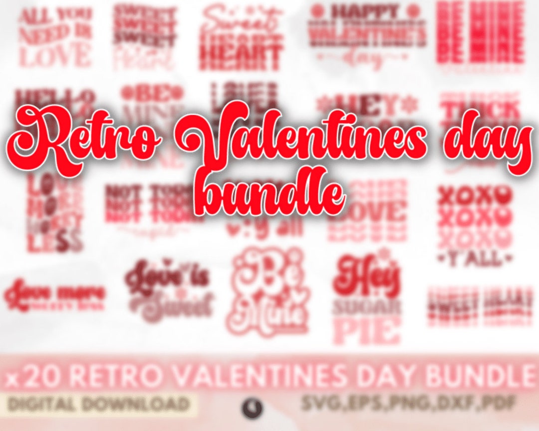 20 Retro Valentines SVG Bundle, Retro Valentine Designs Svg, Valentine ...
