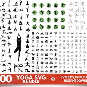 Yoga SVG Bundle - Yoga PNG Bundle - Yoga Clipart - Yoga SVG Cut Files for Cricut - Yoga Silhouette - Meditation Svg Png - Namaste, Lotus Svg