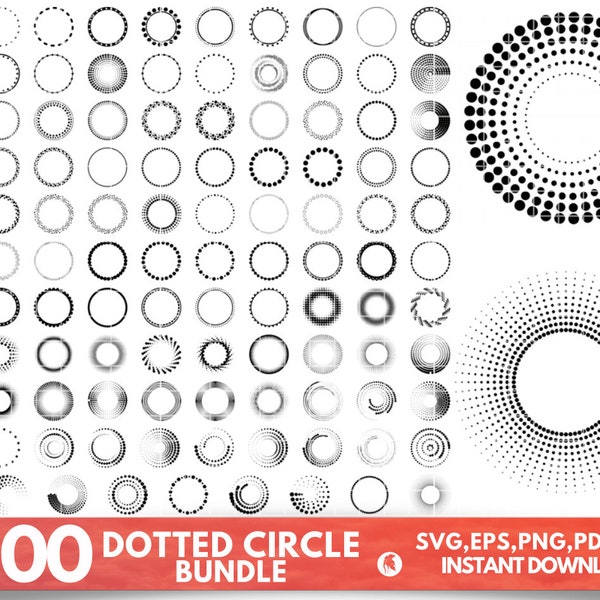 100 DOTTED CIRCLE SVG, Dotted circle clipart, Dotted frame svg, Dotted circle svg cut files for Cricut