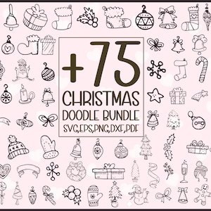 78 Christmas Bundle SVG For Cut File,Christmas Tree,ornaments Doodle, hand drawn,Cartoon, svg,dxf,png,eps, for cricut Silhouette,Cameo,