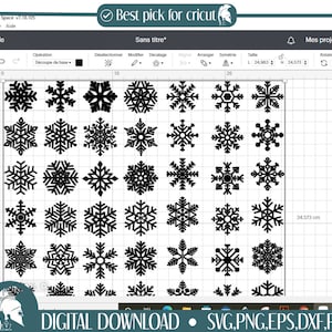 50 Snowflake svg cutfile Snow flake svg cut file Christmas clipart download snow png eps dxf jpg pdf Cricut Silhouette Winter Holiday svgs image 3