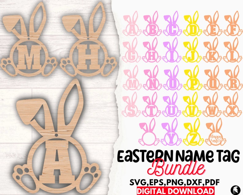 Easter Name Tag SVG for Bunny Letter Svg Etsy