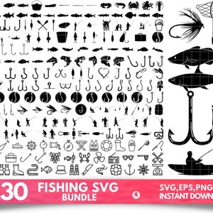 FISHING SVG Bundle, FISHING Svg Cut Files for Cricut, Fishing Lure Svg, Bass Svg, Trout Svg, Hook Svg