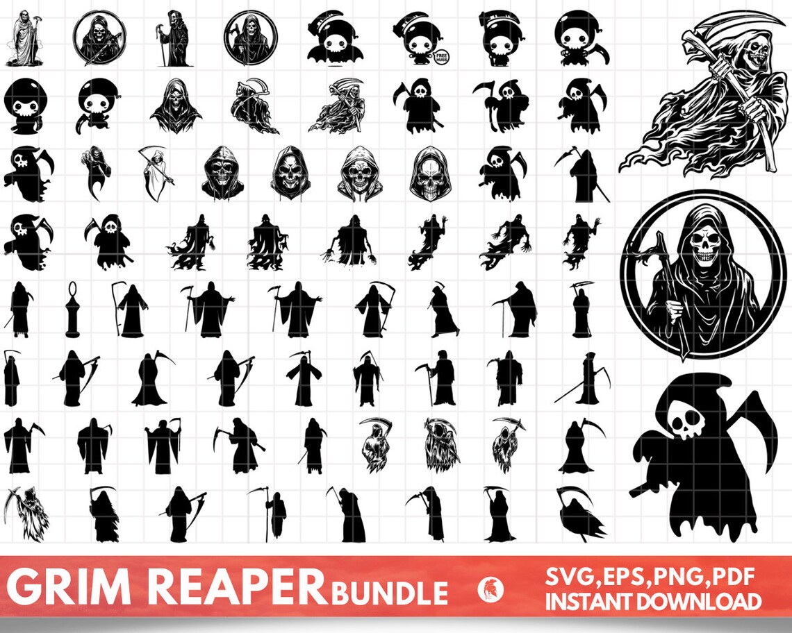 68 Grim Reaper Svg Bundle, Eps, Dxf, Png, Files for Cricut,halloween ...