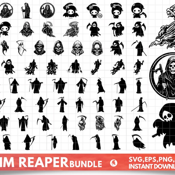68 Grim Reaper svg Bundle, eps, dxf, png, Files For Cricut,Halloween Svg , Grim Reaper Decal ,Cricut & Silhouette , Printable , Png