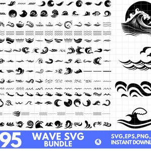 WAVE SVG, Wave Bundle Svg, Wave Cut Files, Wave Clipart, Wave Cricut, Ocean Waves ,svg file for cricut ,cut file ,digital download