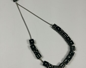 Worry Beads (18) Komboloi Black &White DICE 60s 70s Vintage  Plastic