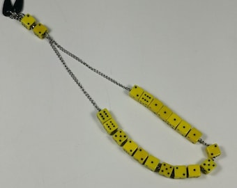 Komboloi Plastic Worry Beads (18) 60s 70s DICE  Yellow & Black Vintage