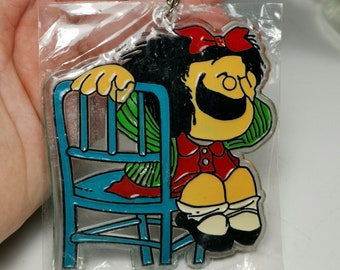 Mafalda Plastic Keychain Keyring Vintage