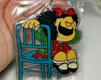 Vintage Mafalda Plastic Keychain Keyring