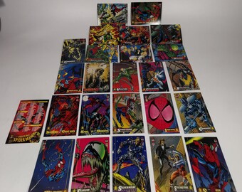 Niesamowite karty kolekcjonerskie SPIDER-MAN 1. edycja Vintage Fleer, zestaw 25 kart