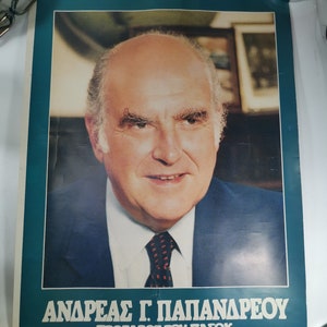 PASOK Movimento Socialista Helênico Presidente Andreas Papandreou Presidente da Grécia Cartaz de papelão 70 x 50 cm