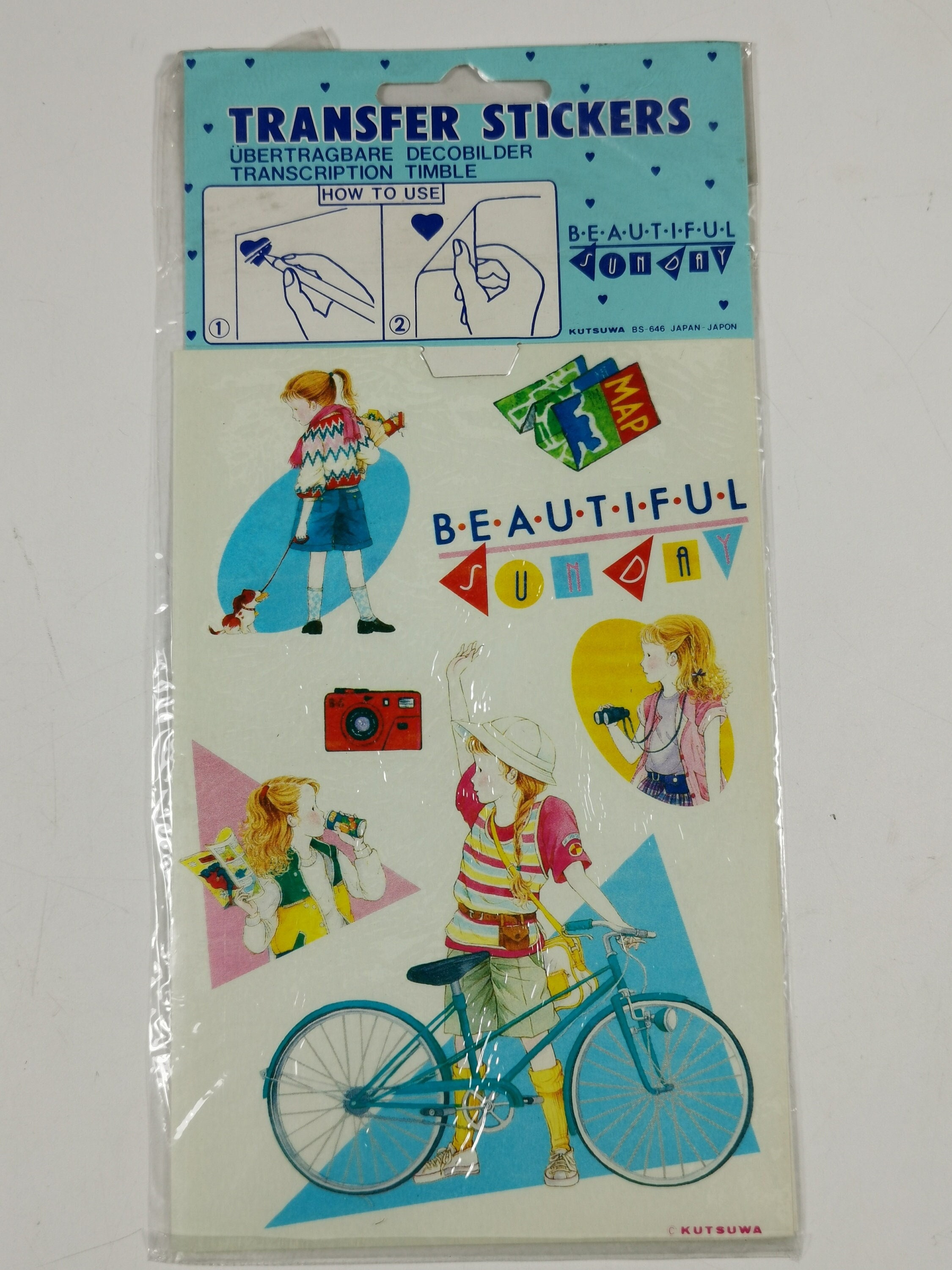 Beautiful Sunday Kutsuwa Vintage Transfer Stickers Japan 80s Girly Stickers