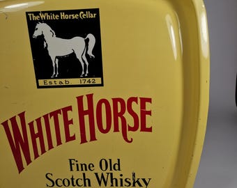 Vintage Advertising Tin Tray White Horse Fine Old Scotch Whisky