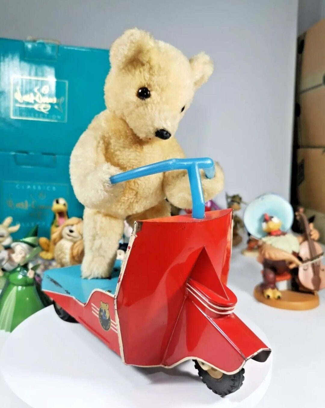 Shanghai Bear on Scooter Tricycle Toy Vintage Chinese Battery