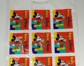 1990年代ヴィンテージ ミッキー＆ミニーマウス ユーロディズニーランドバッグ - お土産ディズニーランドバッグ