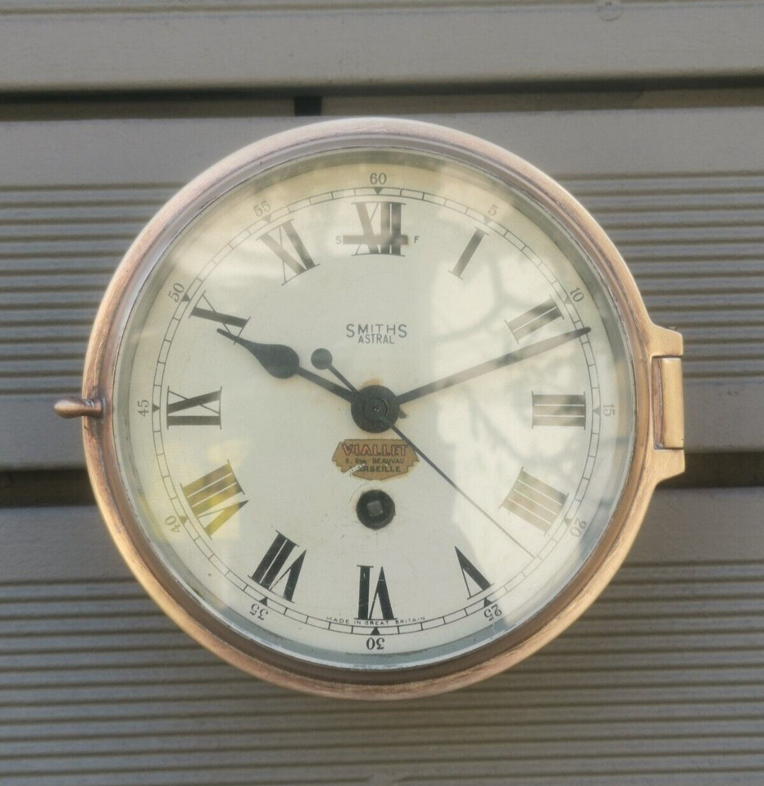 Smiths Astral Maritime Ships Vintage Brass Clock Wall Hanging Smiths Astral Maritime Ships Vintage Brass Clock Wall Hanging