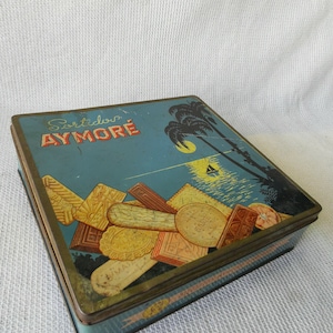 Boîte en métal pour biscuits AYMORELimitada Made in Brazil, boîte en métal à collectionner vintage, boîte ancienne