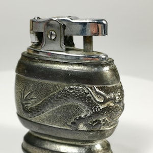 Table Desk Lighter-Vintage Collectible Tobacco Tobacciana Lighter-Dragon Design Lighter-Table Desk Lighter