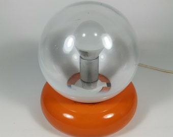 Vintage Retro Orange Desk Lamp Desk light 60s with degrade White/Clear Glass