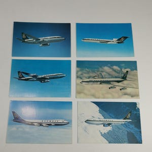 Olympic Airways Vintage 6 Card Postal con aerei Boeing e Aibus Airlines Grecia