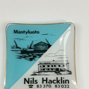Mantyluoto, Nils Hacklin, Glass Ashtray, Vintage Advertising, Holding Key Coin Tray, ring dish, vintage ad ashtray, ashtray for collection