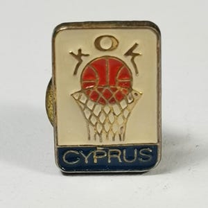Cyprus, pin, basket, vintage pin, pin for collection, pin for vest, old fashioned, rare pin, Cypriot Basketball, rare pin, KOK, K.O.K.