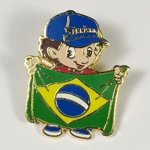 Ayrton Senna mit Brasilien Flagge Foundation Vintage Pin