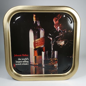 Vintage Collectible Advertising Tray-Barware Johnnie Walker Whisky Advertising Tray Decor
