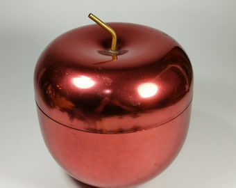 Red Apple Aluminum Ice Bucket Vintage Mid Century Modern Made in Italy