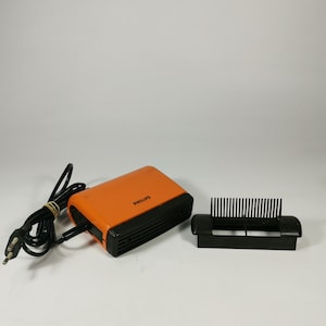 Secador de cabelo vintage Philips HP 4116 com pente retrô laranja preto fabricado na Alemanha