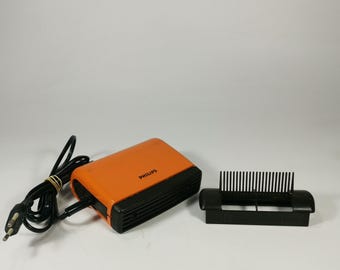 Vintage Philips HP 4116 Hair Dryer Blower With Comb Retro Orange