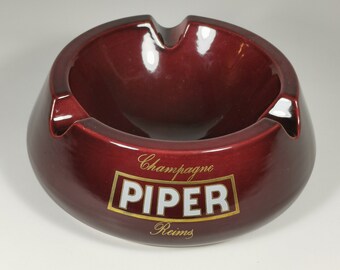 Champagne Piper Reims Advertising Ashtray vintage Porcelain by Rouge Fontaine Baudour-Belgium