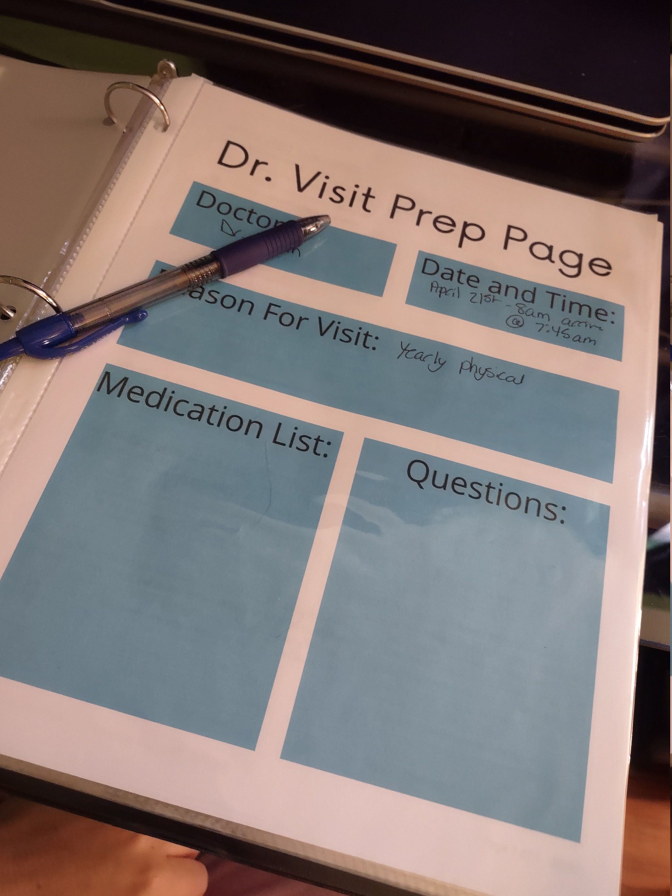 Doctor Visit Prep Page - Etsy