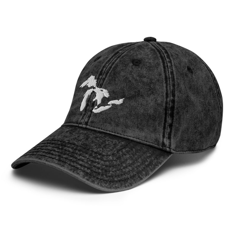 Just the Lakes - Great Lakes Vintage Cotton Twill Cap/ Great Lakes Distressed Hat/ Great Lakes Vintage Hat/ Michigan Hat, Embroidered