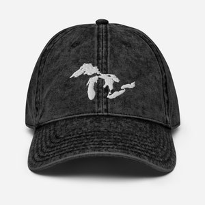 Just the Lakes - Great Lakes Vintage Cotton Twill Cap/ Great Lakes Distressed Hat/ Great Lakes Vintage Hat/ Michigan Hat, Embroidered