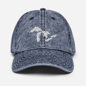 Just the Lakes - Great Lakes Vintage Cotton Twill Cap/ Great Lakes Distressed Hat/ Great Lakes Vintage Hat/ Michigan Hat, Embroidered