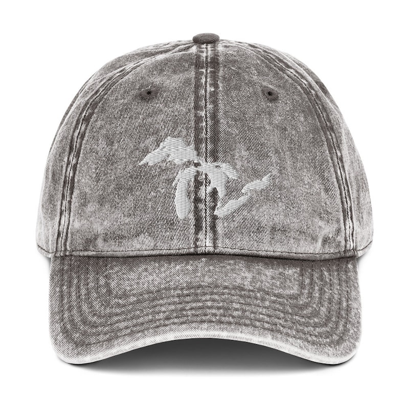 Just the Lakes - Great Lakes Vintage Cotton Twill Cap/ Great Lakes Distressed Hat/ Great Lakes Vintage Hat/ Michigan Hat, Embroidered