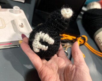 Crocheted F-bomb keychain