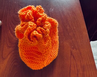 Handmade Crochet Drawstring Bag - Soft Acrylic Yarn