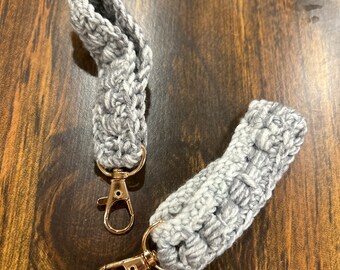 Handmade Crocheted Wristlet - Small Beaded Keychain