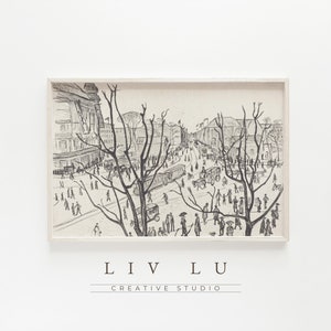 Vintage Sketch of a City | Antique Print | Vintage Poster | Hygge Wall Art | PRINTABLE INSTANT DOWNLOAD