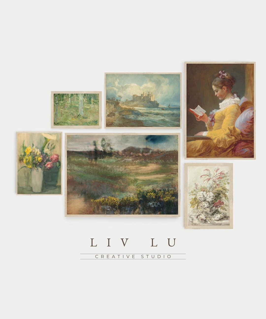Vintage Collection No.8 Gallery Wall Art Set of 6 | Light Romantic ...