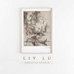 Vintage City Sketch | Gardens | Vintage Prints | Light Academia Aesthetic | London | PRINTABLE INSTANT DOWNLOAD