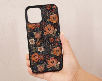 Orange Floral iPhone 15 Pro Max, Fall Aesthetic iPhone 14 Pro Max, Boho iPhone 13 Pro, iPhone 12, iPhone 11 Pro max, Galaxy 23 Fall case