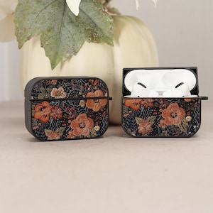 Orange Floral Airpod case, Flower AirPod Pro 2nd generation case, AirPod 3rd gen case, Cute AirPod case, Accessories, Fall Airpod case