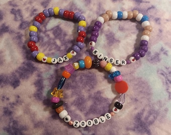Digital Circus Kandi Bracelets. Character Requests Open.